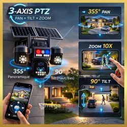 Camera 4G Solaire 20 MP 4 Objectifs avec Zoom Optique X18 - au Maroc