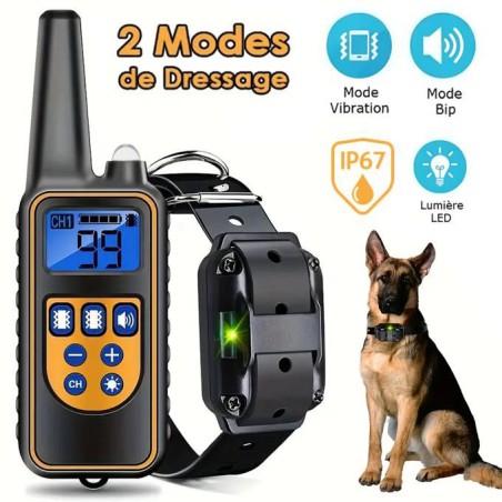Collier de Dressage pour Chien - 2 Modes, Bip et Vibration au Maroc