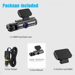 Camera de voiture Dash cam SUPER HD 1296P dual Lens Avant et intérieur