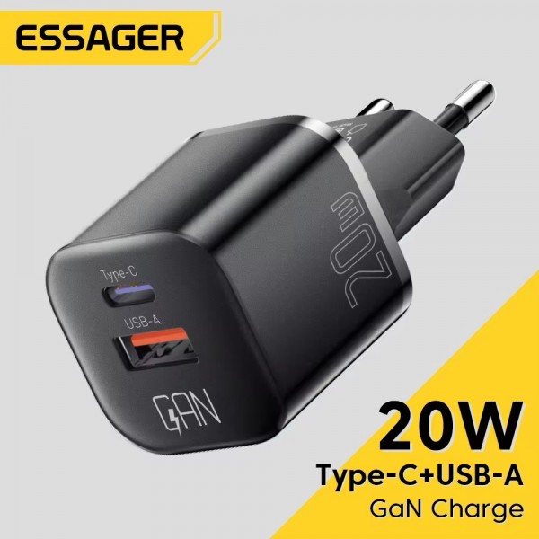 Essager Chargeur 20W GaN USB Type-C, Charge Rapide PD au Maroc
