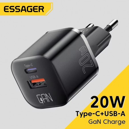 Essager Chargeur 20W GaN USB Type-C, Charge Rapide PD au Maroc