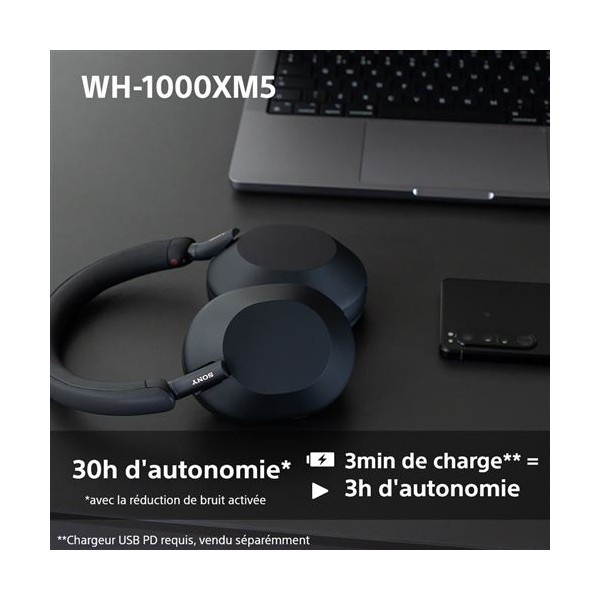 Casque sans fil WH-1000XM5 à réduction de bruit au Maroc