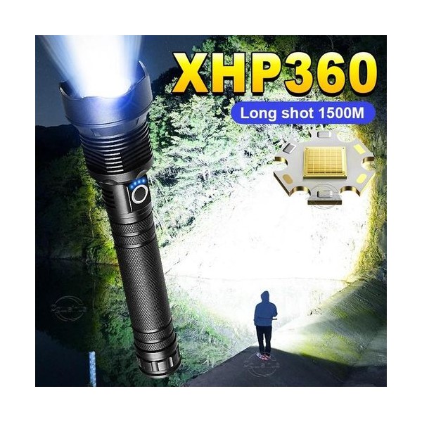TORCHE LED P90 90000 lumens 1500 m - Torche étanche Puissante au Maroc
