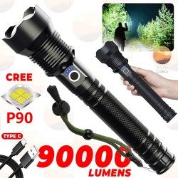 TORCHE LED P90 90000 lumens 1500 m - Torche étanche Puissante au Maroc