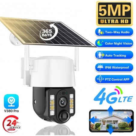 Caméra solaire 4G SIM 5MP zoom X10 FULL HD 1080P au Maroc Caméra solaire 4G SIM 5MP zoom X10 FULL HD 1080P au Maroc