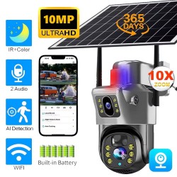 Caméra Solaire 4G Wi-Fi Extérieure Double Lentilles - 10MP - Prix Maroc