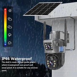 Caméra Solaire 4G Wi-Fi Extérieure Double Lentilles - 10MP - Prix Maroc