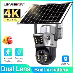 LS VISION Caméra Solaire 4G Extérieure Double Lentilles - 10MP - Maroc