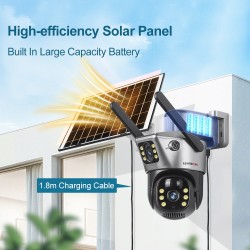 LS VISION Caméra Solaire 4G Extérieure Double Lentilles - 10MP - Maroc