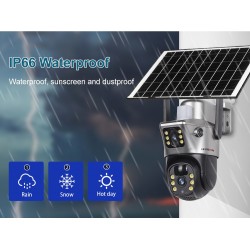 LS VISION Caméra Solaire 4G Extérieure Double Lentilles - 10MP - Maroc