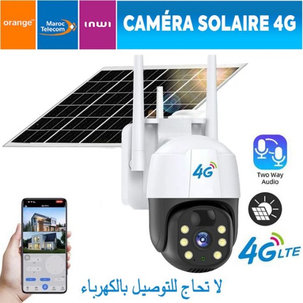 Caméra de Surveillance Solaire 4G LTE FULL HD 1080P 5 MP - Prix Maroc