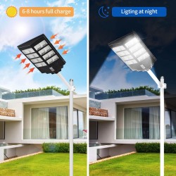 Lampadaire solaire LED extérieur étanche 600W avec détecteur de mouvement