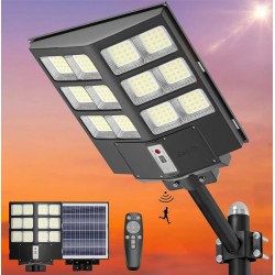 Lampadaire solaire LED extérieur étanche 600W avec détecteur de mouvement