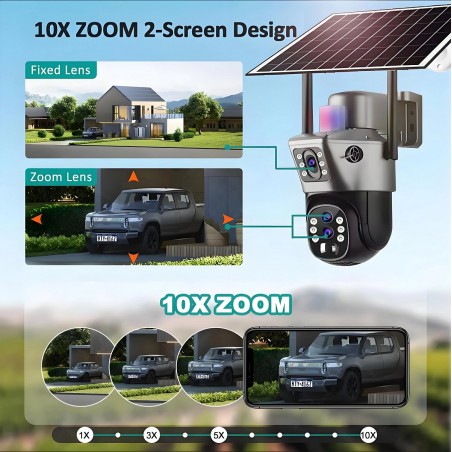 Caméra 4G Solaire extérieure 12 MP 6K avec Zoom Optique - Prix Maroc