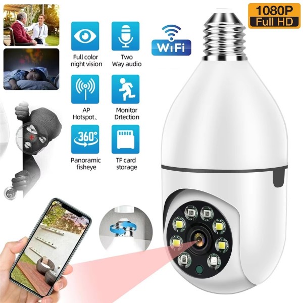 Ampoule Camera IP-WIFI FULL HD 1080P - 2 MP - V380 Pro - Prix Maroc