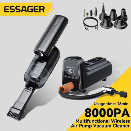 Aspirateur et Gonfleur sans Fil ESSAGER avec Power Bank Intégrée