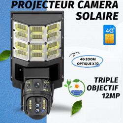 Camera 4G Solaire 12 MP avec Projecteur LED 600W ALL IN ONE au Maroc