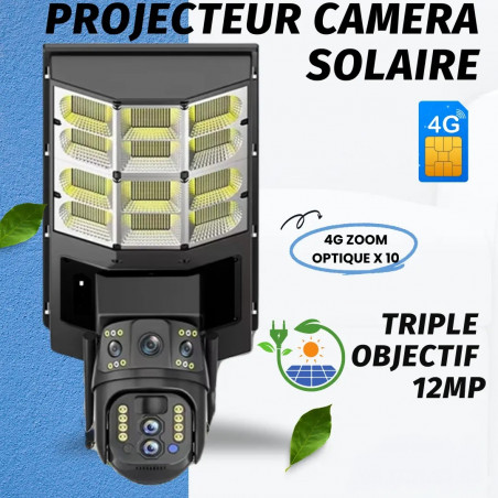 Camera 4G Solaire 12 MP avec Projecteur LED 600W ALL IN ONE au Maroc