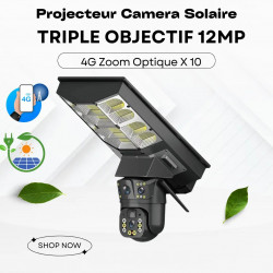Camera 4G Solaire 12 MP avec Projecteur LED 600W ALL IN ONE au Maroc